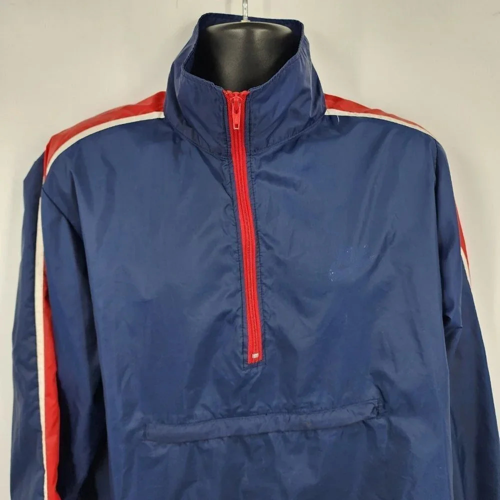 Nike Men's Vintage Jacket Windbreaker Pullover Red White Blue 1/4‎ Zip Size L - Picture 4 of 11